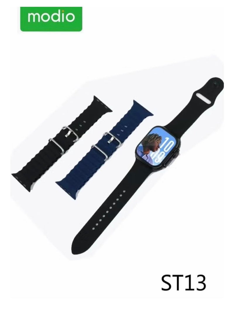 modio ST13 5G Network 3 Pairs Strap/2.2 inch Smart watch Black - Image 1